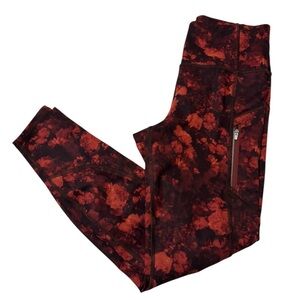 Athleta Rainier Painted Tight Red and Black Floral